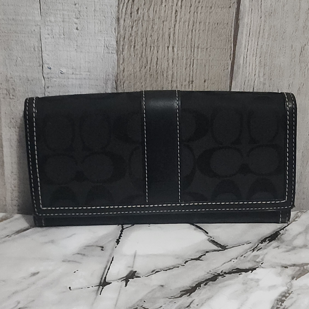 🌷Vintage Coach Tri-fold Signature Jacquard and Leather Wallet🌷